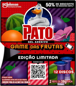 Pato Desodorizador Sanitário Gel Adesivo Edição Limitada Game das Frutas Refil 12 Discos promocional