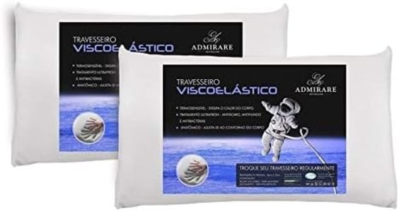 Kit 2 Travesseiros Admirare Antialergico Viscoelastico Nasa