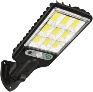 Mini Luminária Solar Poste Rua Parede Refletor 108 Cob Luz Branco frio Prova Da Água Sensor De Movimento Com 3 funções Com 18650