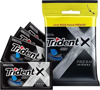 3 unidades - Pack Goma de Mascar Menta Forte Trident Xfresh Pacote 32g 4 Unidades