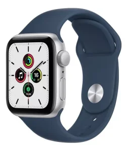 Apple Watch SE (GPS, 40mm) - Caixa de alumínio prata - Pulseira esportiva Azul-abissal