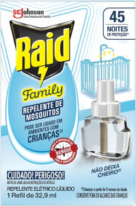 10 Unidades Repelente Líquido Elétrico Raid Kids 45 noites refil 32.9ml