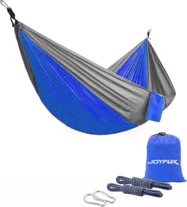 JOYFOX Rede De Dormir Camping Construção Rápida, Portátil Dobrável Rede de Árvore Acampamento (Laranja C/Mosquiteiro)