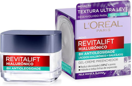 L'Oréal Paris Gel Creme Hidratante Preenchedor Antioleosidade Revitalift Hialurônico, 49g