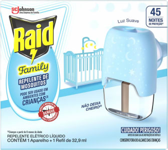 2 Unidades — Repelente Elétrico Raid Líquido 45 Noites Family Aparelho + Refil