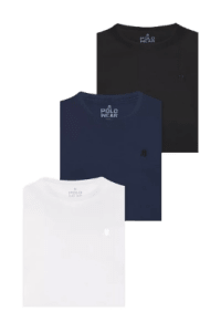 Tam. P — Kit 3 Camisetas Masculinas 100% Algodão Polo Wear Sortido