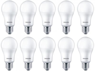 Kit Lâmpadas LED 10 Unidades Branca E27 9W - 6500WK Philips Bulbo - Magazine Ofertaesperta