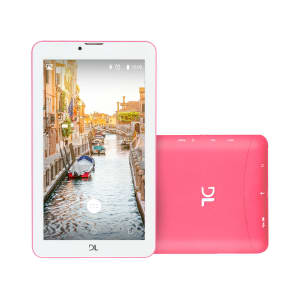  Tablet DL Mobi Tab TX384PIN Wi-Fi 8GB Android 7 Tela 7" Câmera Frontal 0.3MP Rosa e Branco