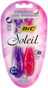 BIC Aparelho De Depilar Soleil Rosa E Roxo Com Fita Lubrificante De Óleo De Coco 919463 2 Unidades