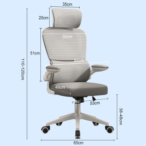 Cadeira De Escritório, Design Ergonômico Com Suporte Lombar, Malha Respirável, Encosto Ajustável (Cinza)