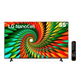 Smart TV 55" 4K LG NanoCell 55NANO77SRA Bluetooth ThinQ AI Alexa Google assistente Airplay 3 HDMI