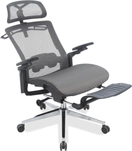 Cadeira Office Presidente Supreme - Cadeira Ergonômica Reclinável - Até120kg, Braços 3D, Suporte para Pés, Giratória, Inclinação 12 graus, Encosto e Assento com Tela Mesh - Cinza