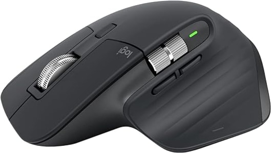 Mouse sem fio Logitech MX Master 3S com Sensor Darkfield para Uso em Qualquer Superfície, Design Ergonômico, Clique Silencioso, Conexão USB ou Bluetooth - Grafite