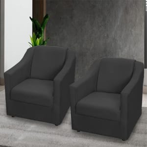 Kit 2 Poltronas Para Sala Decorativas Cadeiras Reforçadas Para Recepção Consultório Escritório Pé Cromado - Clique E Decore (Preto)