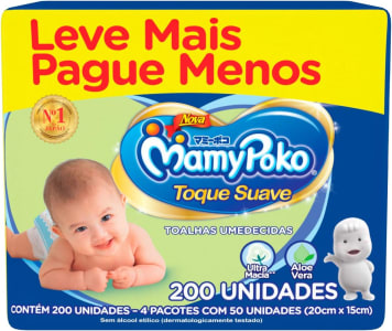 Toalhas Umedecidas Mamypoko Toque Suave 200 Unidades