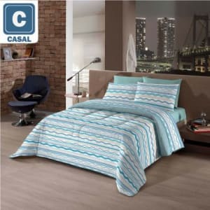 Jogo de Cama Casal 4 Peças: 1 Lençol de Baixo + 1 Lençol de Cima + 2 Fronhas 150 Fios Kobi - Camesa 