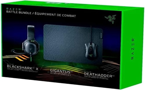  Kit Gamer Razer Battle Bundle, Mouse Gamer DeathAdder V2 + Headset Gamer BlackShark V2 X + Mousepad Gigantus V2, Preto - RZ85-03240100-B3U1 