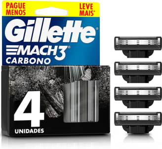 Gillette Mach3 Carbono Refil para Aparelho de Barbear reutilizável com Carvão Ativado e Fita Lubrificante Melhorada 4