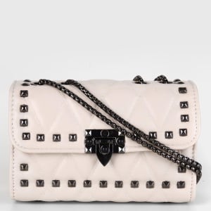 Bolsa Gash Matelassê Tachas Alça Corrente Feminina (Off white)