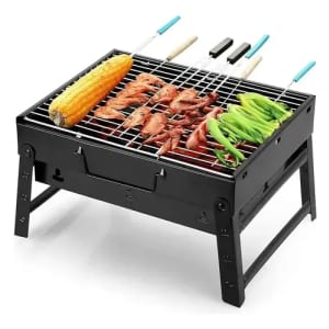 Mini Churrasqueira Portatil Dobravel 40cm Para Apart Preto Preto
