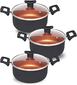 Conjunto 2 Panelas Caçarola Teflon Pequena Antiaderente 5 Camadas (Cobre)
