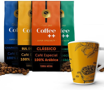 Coffee Mais Café Super Especial em Grãos Kit Clássico e Fazendas 1 Clássico + 1 Chapada de Minas + 1 Mant