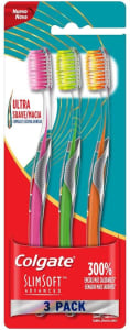 Escova Dental Slim Soft Advanced Colgate - 3 Unidades Cores Sortidas