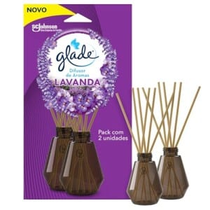 Glade Difusor de Ambiente Lavanda 2 Unidades Frasco 100ml e 6 Varetas cada