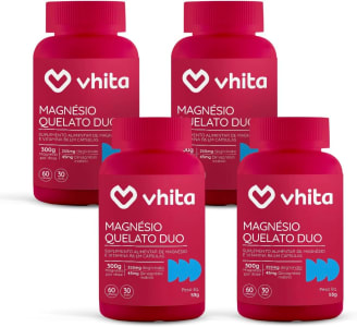 Kit/Combo 4x Magnésio Quelato Duo Vhita 300mg Dimalato e Bisglicinato com Vitamina B6 60 cápsulas