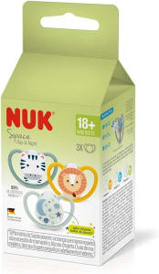 NUK Kit Com 3 Chupetas Space 18+ Meses – Dia E Noite