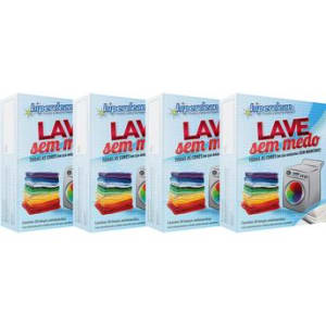 Kit com 4 pacotes de Lenços Antimanchas Lave Sem Medo Hiperclean com 20 unidades cada