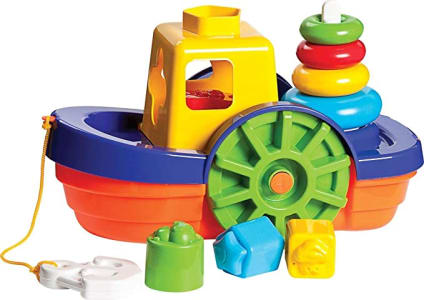 Brinquedo Educativo Barco Didático com Blocos e Ancho, Merco Toys, Multicor