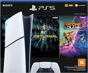 Console PlayStation 5 Slim Digital 1TB SSD - Sony + Ratchet Clank Rift Apart (Digital) + Returnal (Digital)