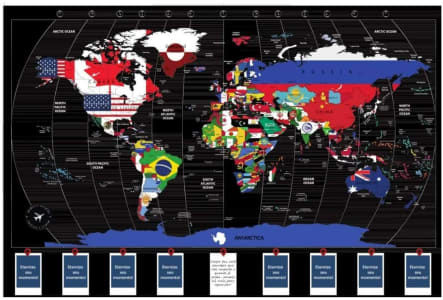 MAPA RASPADINHA MAPA DO MUNDO DE RASPAR BANDEIRAS DELUXE TAMANHO GRANDE 90X60CM SCRATCH MAP