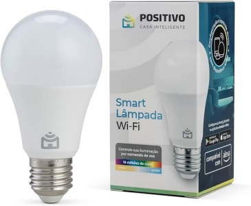 Smart Lâmpada Wi-Fi Positivo Casa Inteligente Branco Quente e Frio RGB LED 9W Bivolt- Compatível com Google e Alexa