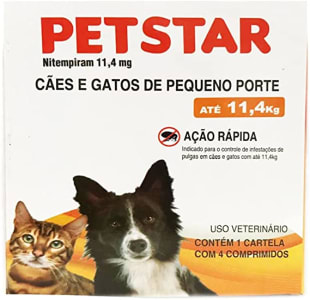 Antipulgas 11,4mg Cães Gatos Até 11kg 4 Comprimidos Ação Rápida - Envio Imediato