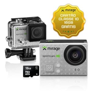 Câmera de Ação Sport HD Mirage 5MP Tela LCD 2" + Cartão 16GB Prata