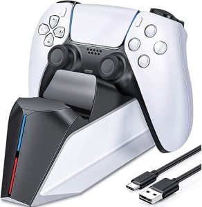 Carregador do controlador PS5, estação de carregamento PS5 para controlador dualsense Playstation 5, atualização TwiHill estação de carregamento do controlador PS5