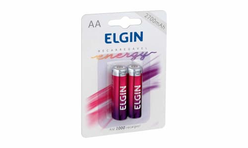 Pilha Recarregável Elgin Ni-MH AA-2700mAh blister com 2 pilhas