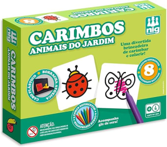 Kit de Carimbo Animais do Jardim com 8 Peças, Nig Brinquedos, Multicor, 0132