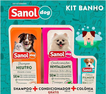 Kit - Shampoo / Condicionador / Ganhe 1 Colônia, Sanol Dog, variado, Verde