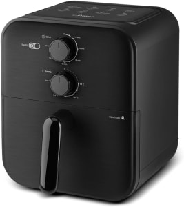 Fritadeira Sem Óleo Capacidade de 4L Midea MAF400P0APK, Aquece Em 10-60 min 80℃ a 200 ℃, Fluxo de Ar de 360°, Design Compacto, 1400W, 110V (Preto)