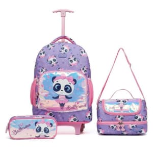 Kit Mochila Escolar Lancheira Infantil Estojo Resistente Yupe - Roxo+Rosa