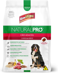 Ração Baw Waw Natural Pro para cães adultos sabor Carne e Arroz - 15kg