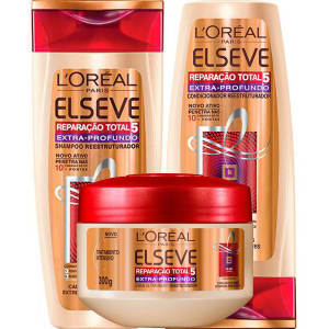 Kit Shampoo Rt5 Extra Profundo 400Ml  Elseve + Condicionador Rt5 Extra Profundo 400Ml  Elseve + Creme de Tratamento Rt5 Extra Profundo 300G  Elseve (Cód. 133142088)