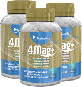 Kit 360 Cápsulas Magnésio Glicina + Dimalato + Citrato + Taurato + Vitamina D3