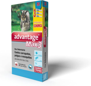 Antipulgas Advantage Max3 Bayer para Cães de 4kg até 10kg - 3 Bisnagas de 1ml