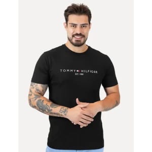 Camiseta Tommy Hilfiger Masculina Logo Tee Preta - Original