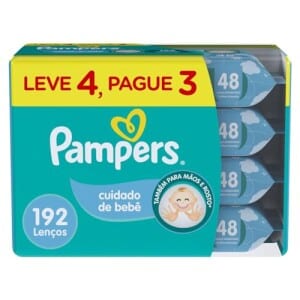 Lenços Umedecidos Pampers 192 Unidades (4 pacotinhos com 48 unidades cada)