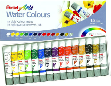  Aquarela Wfrs Pentel A Base De Água 15 Cores, Pentel, Wfrs-15, 15 Cores 